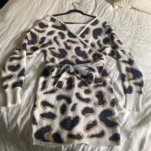 Cheetah print sweater dress